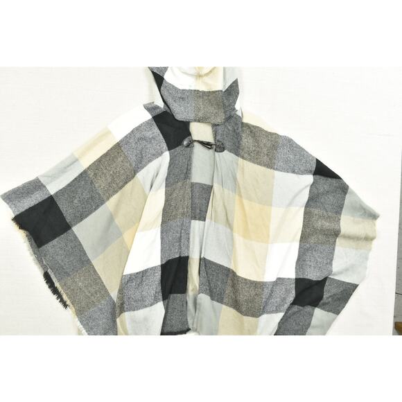 Lane Bryant Women's Plus Size One Size Plaid Hooded Poncho Cape Sweater - Picture 3 of 8